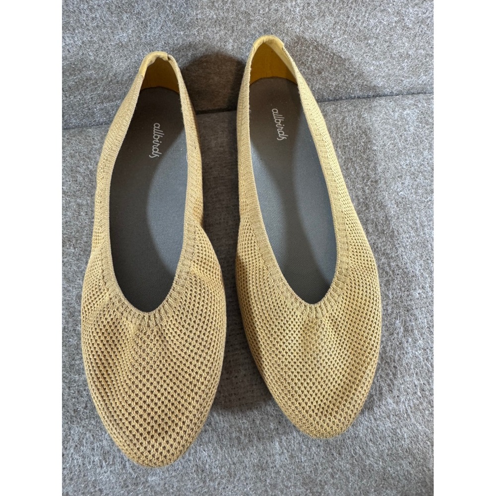 Allbirds Tree Breezers Shoes Women 10 Yellow Knit Ballet Flats Breathable Shoes